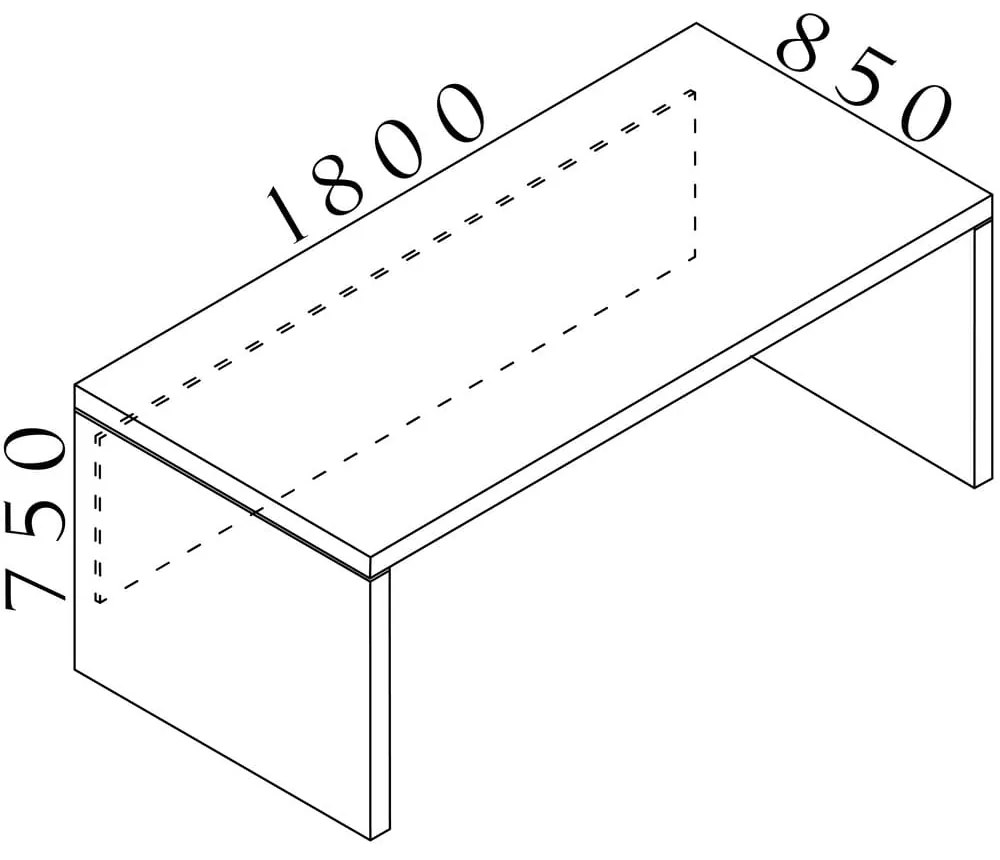 Lineart asztal 180 x 85 cm, sötét szilfa