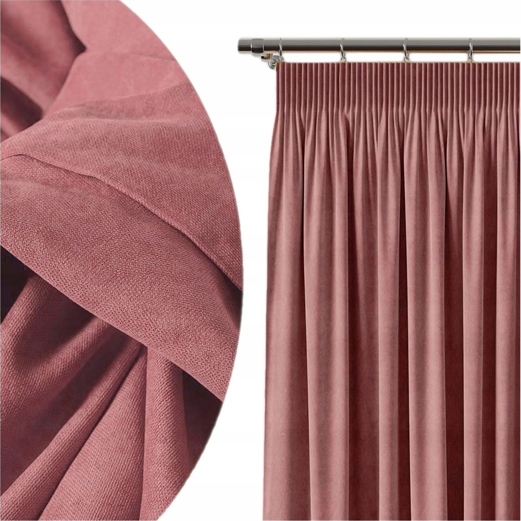 Velúr Függöny Rózsaszín 140x250 Szalagfüggöny Piszkos Sötét Rózsaszín 10885