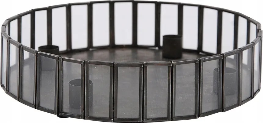 Marion Gyertyatartó tálca fém üveg átm. 26cm