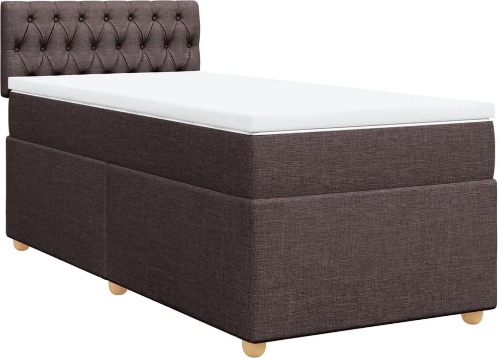 vidaXL sötétbarna szövet rugós ágy matraccal 100 x 200 cm