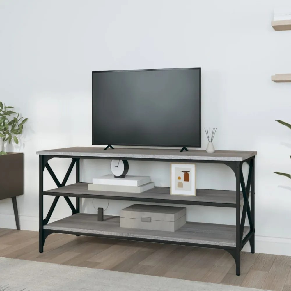 szürke sonoma színű szerelt fa TV-szekrény 100x40x50 cm