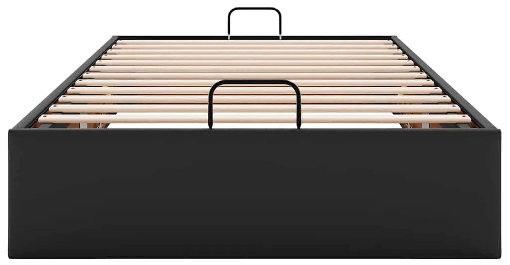 Ottomán ágykeret matrac nélkül fekete 90x200 cm műbőr