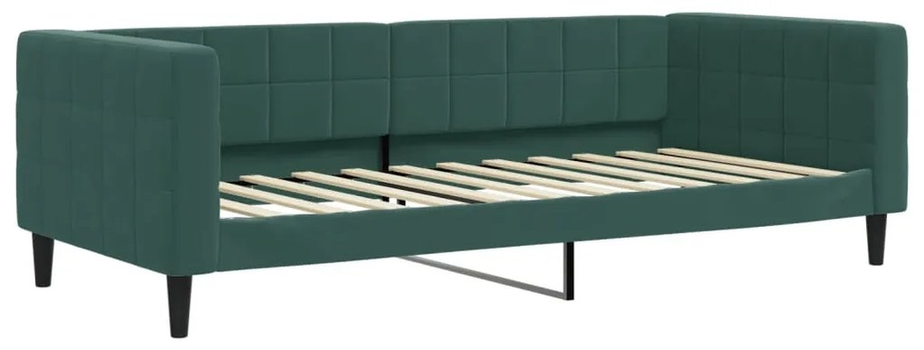 sötétzöld kihúzható bársony heverő 90 x 200 cm