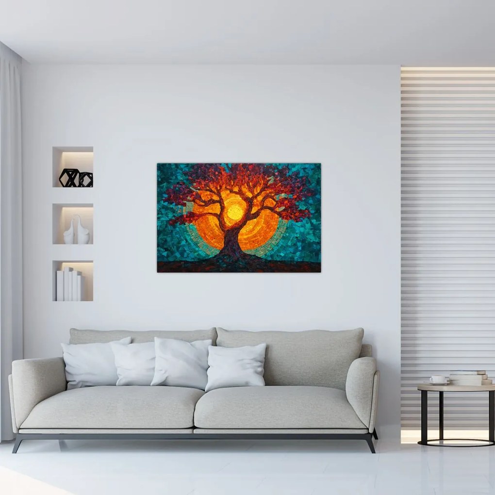 Kép - Az élet fája és a nap mozaikban (90x60 cm)