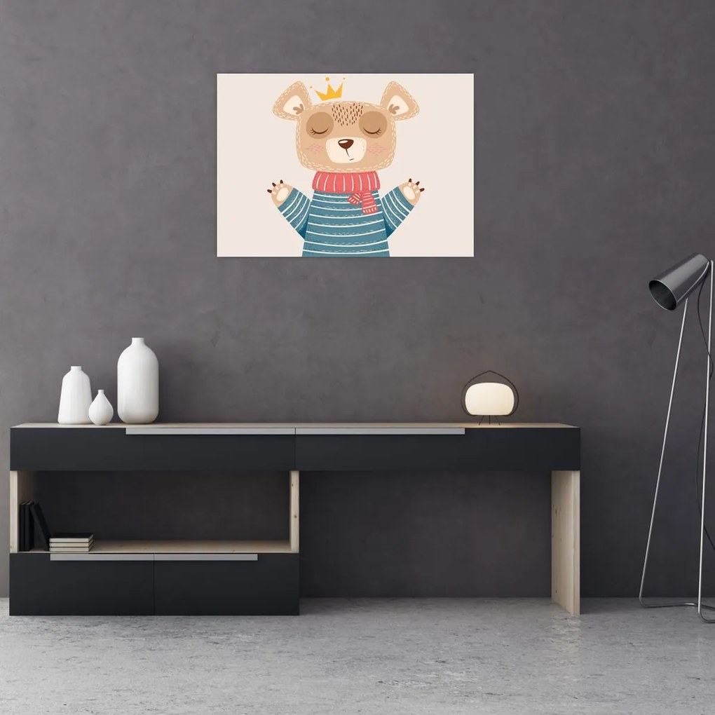 Kép - Bézs mackó koronával (70x50 cm)