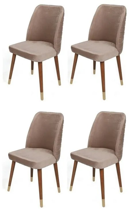 Hugo Beige and Walnut étkezőszék szett, 4 db