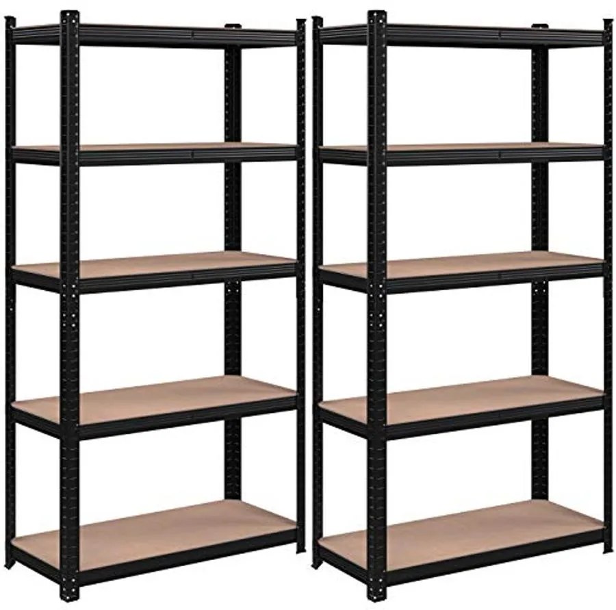 SONGMICS 2 db-os nagy teherbírású fém polcos készlet, 40 x 90 x 180 cm, fekete