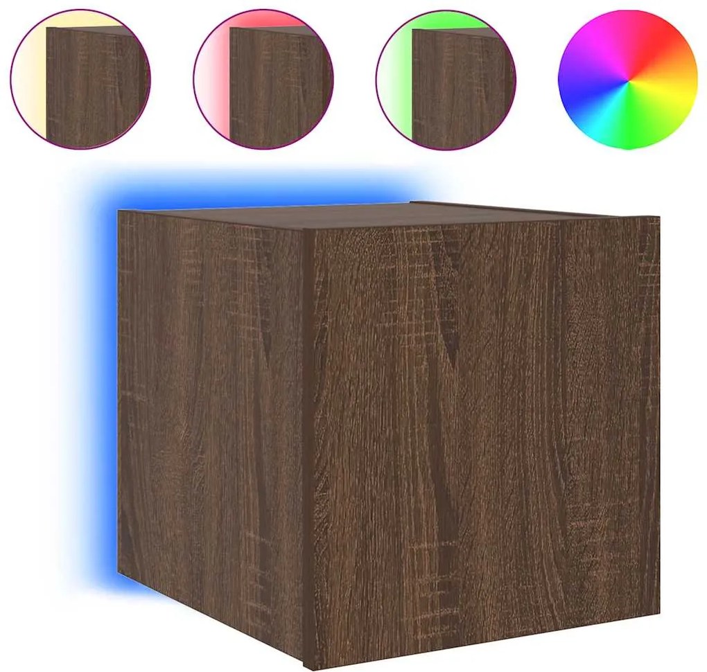 vidaXL barna tölgyszínű fali TV-szekrény LED-del 30,5x35x30 cm