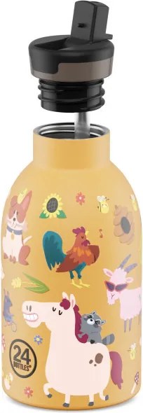 24BOTTLES Kids Clima 330ml rozsdamentes acél termosz szívószálas kupakkal, Farm Friends
