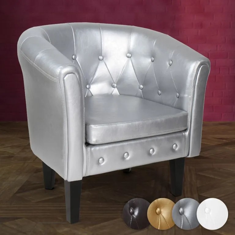 MIADOMODO Fotel Chesterfield Silver 58 x 71 x 70 cm ezüst