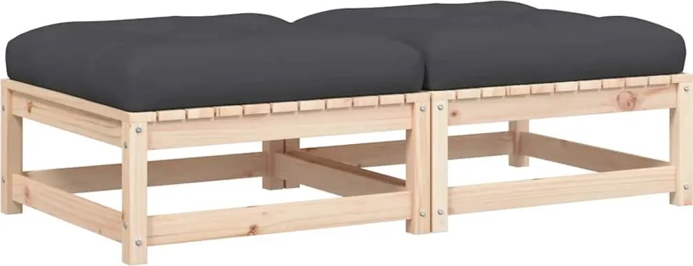 vidaXL 2 db tömör fenyőfa kerti lábtartó párnával