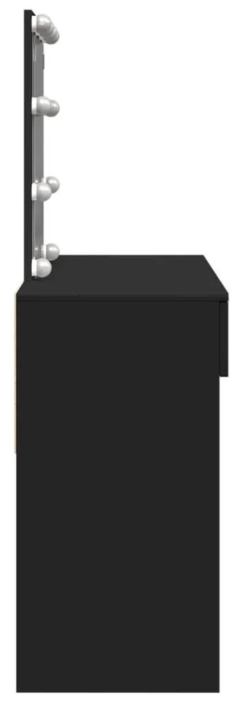 fekete LED-es fésülködőasztal 100 x 40 x 130 cm