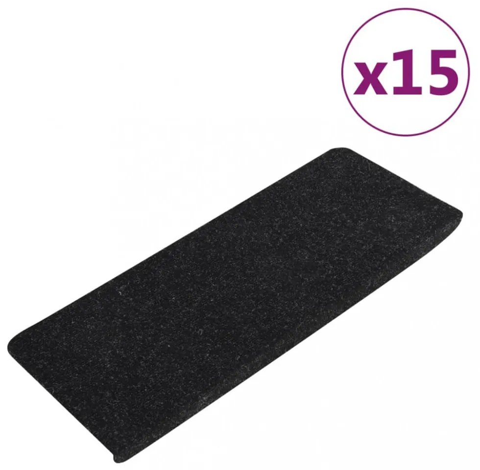 15 db antracitszürke öntapadó lépcsőszőnyeg 65x24,5x3,5 cm