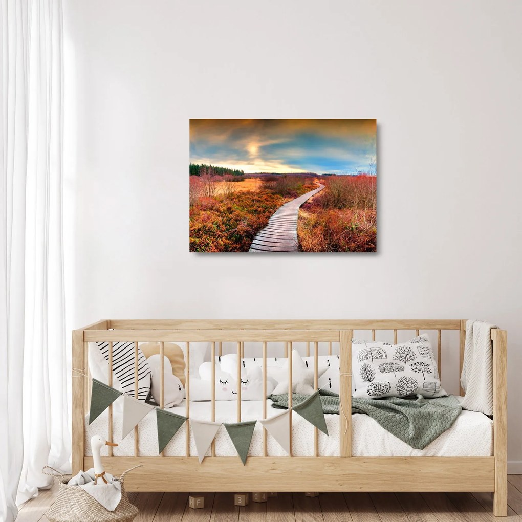 Kép - Őszi út (üvegen) (70x50 cm)