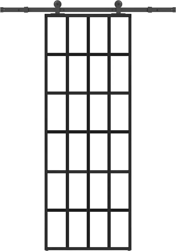 vidaXL ESG üveg és alumínium tolóajtó fémszerelvény-szettel 76x205 cm