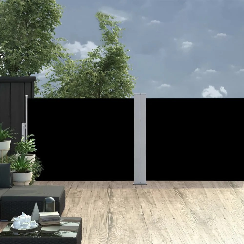 fekete behúzható oldalsó napellenző 100 x 1000 cm