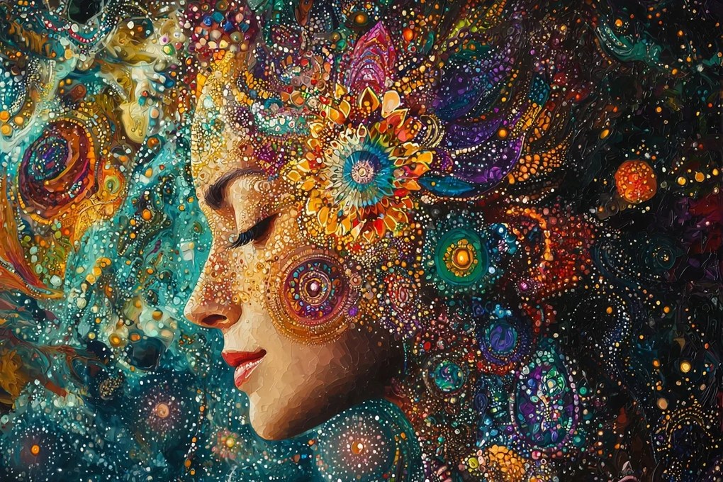 Vászonkép Canvas Portré Nő Mandala Csakra Energia Zen 60x40