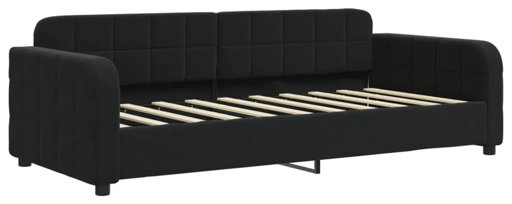 fekete bársony heverő matraccal 90 x 190 cm