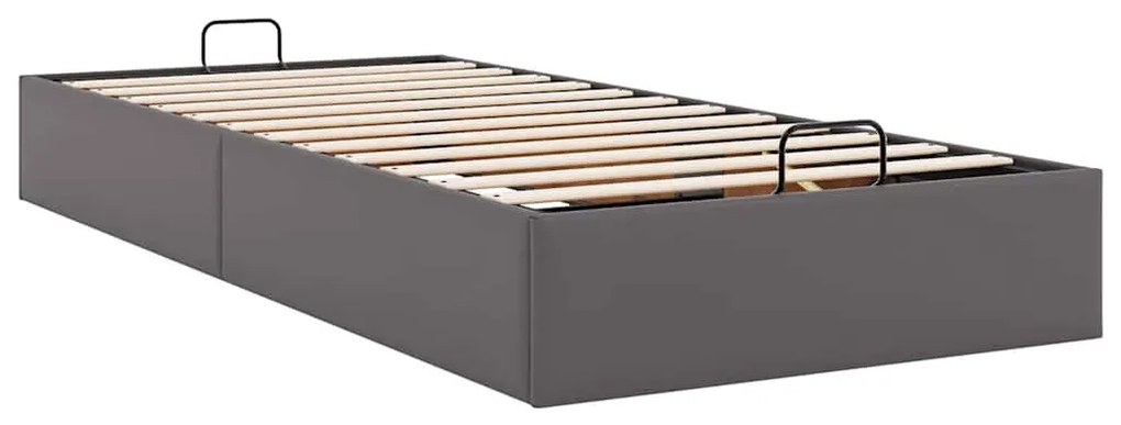 Ottomán ágykeret matrac nélkül szürke 90x200 cm műbőr
