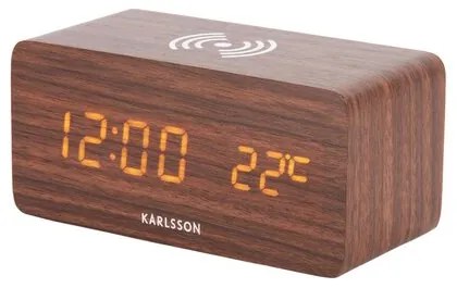 Karlsson 5933DW LED-es ébresztőóra/óra töltővel 15 cm, barna