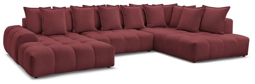 Borvörös zsenília kinyitható-tárolóhelyes sarokkanapé (jobb oldali-U alakú) Everest – Bobochic Paris