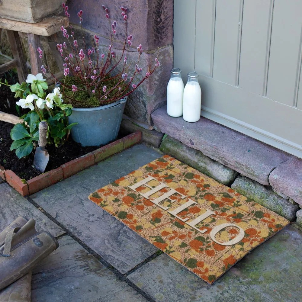 Kókuszrost lábtörlő 40x60 cm Hello Floral – Artsy Doormats