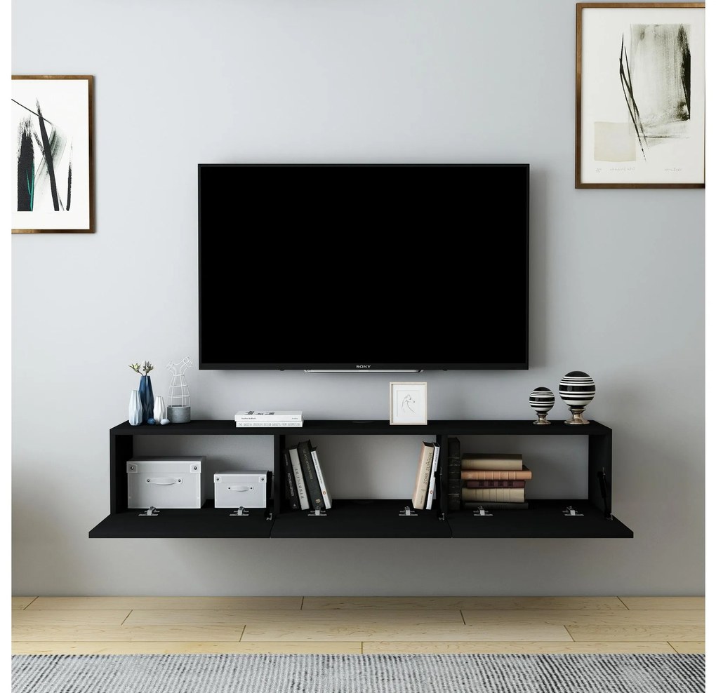 TV asztal/szekrény Dereba (fekete). Akció -20%. 1107845