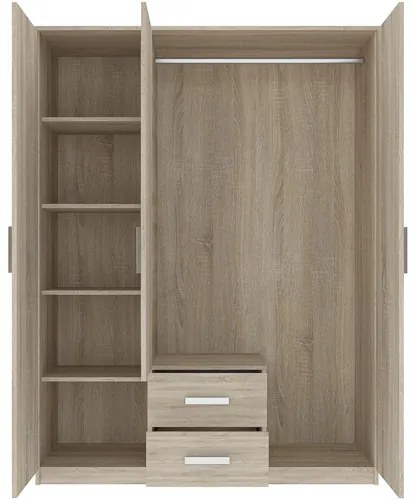 TAMINA gardróbszekrény Sonoma színben, 3 ajtós, 2 fiókos. 150 cm.