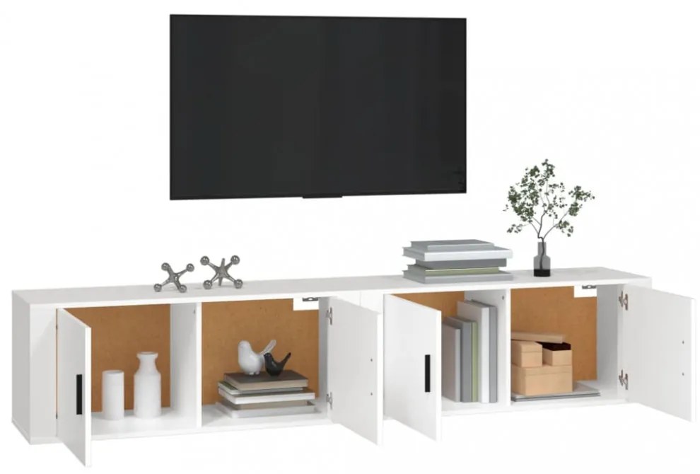 2 db fehér falra szerelhető TV-szekrény 100 x 34,5 x 40 cm