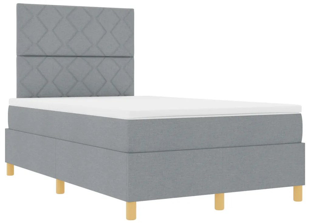 Box Spring Ágy Matrac Világosszürke 120x200 cm Szövet