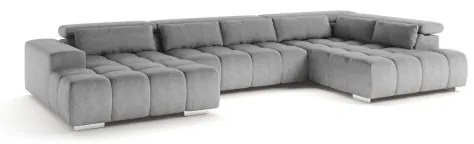 Sarokkanapé fejtámlákkal U alakban TROPEA jobb szürke