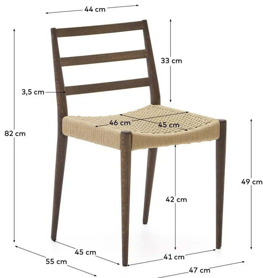 Barna-natúr színű tölgyfa étkezőszék szett 2 db-os Analy – Kave Home