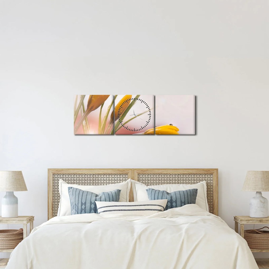 Kép - Tavaszi virágok (órával) (90x30 cm)