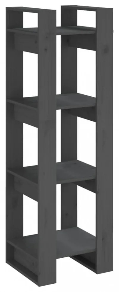 szürke tömör fenyőfa könyvszekrény/térelválasztó 41x35x125 cm