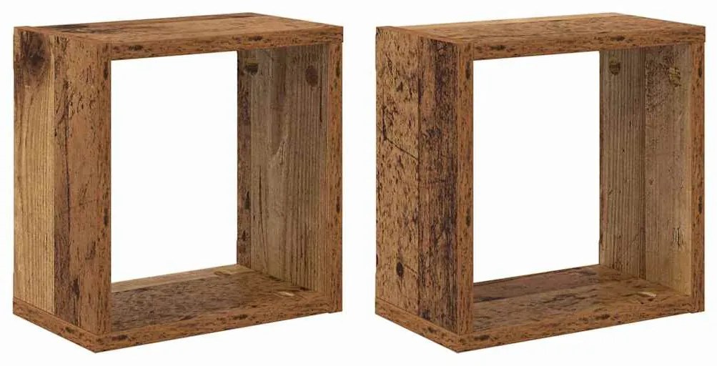 Fali Polcok polcokkal 2 pcs Régi fa 26 x 15 x 26 cm Faanyag