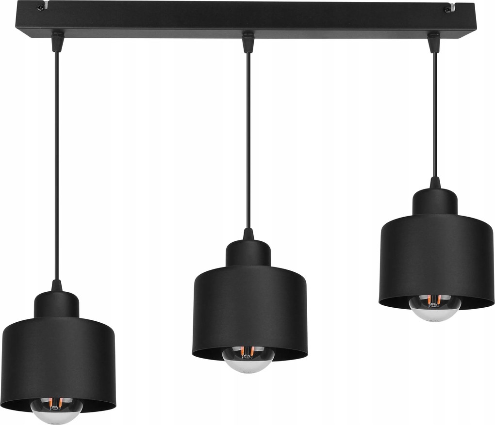 Mennyezeti Lámpa Függeszték Csillár Hármas Díszléc Loft Fekete Fehér Szürke