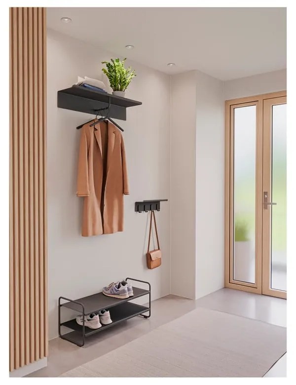 Fekete acél fali fogas polccal 11,5 cm A-Hallway – Zone