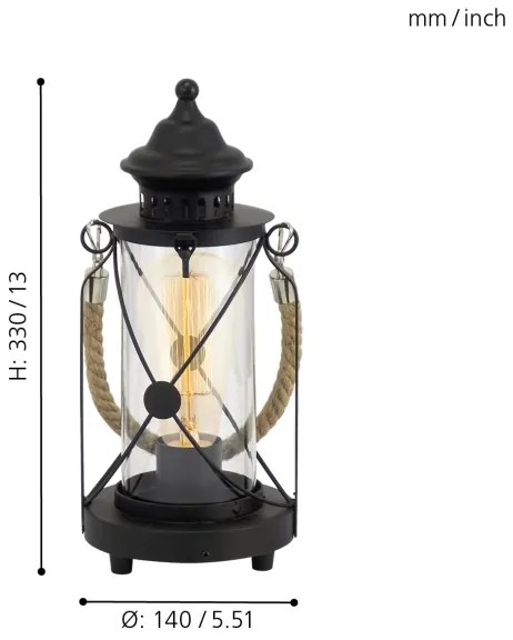 Eglo 49283 - Asztali lámpa  BRADFORD 1xE27/60W/230V