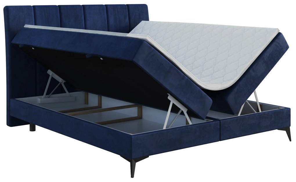 Franciaágy Boxspring 140 cm Axel (sötétkék) (matraccal és tárolóhellyel). Akció -16%. 1043346