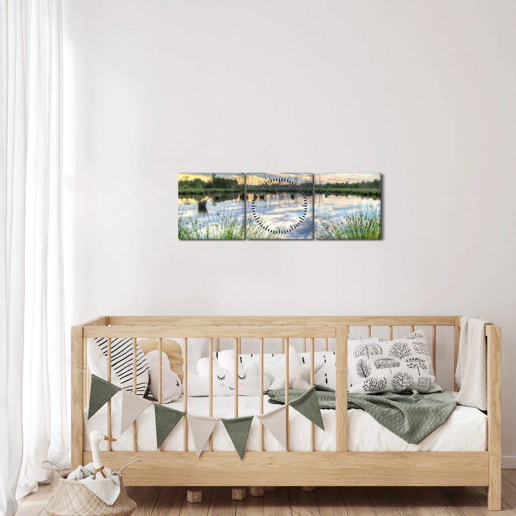 A tó és a nád képe (órával) (90x30 cm)