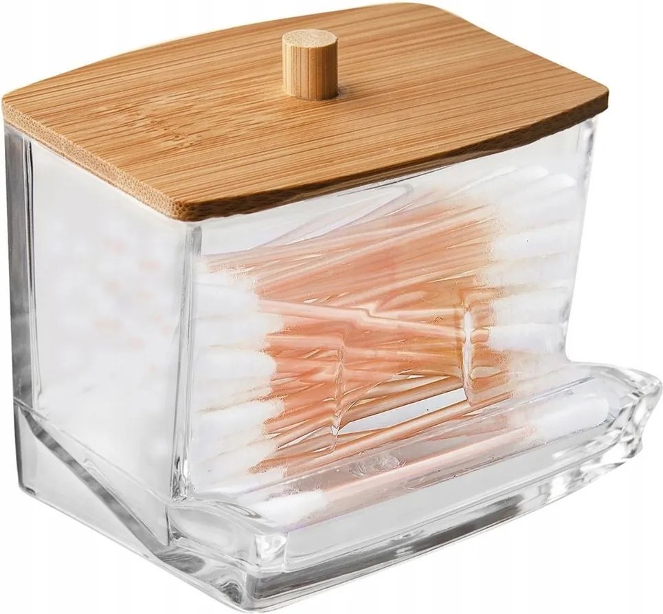 Kozmetikai Pálcikatartó Fürdőszobai Rendszerező Bambusz Fedéllel