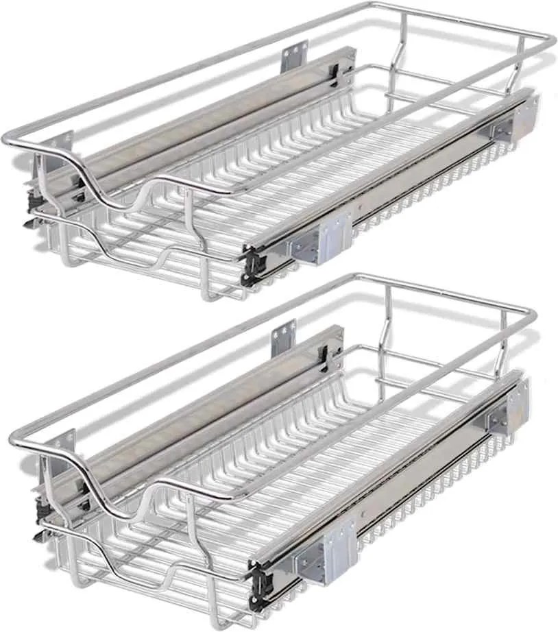 vidaXL 2 db ezüstszínű kihúzható drótkosár 300 mm