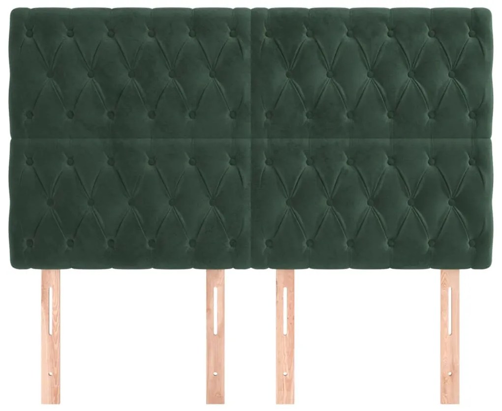 sötétzöld bársony fejtámla 160x7x118/128 cm