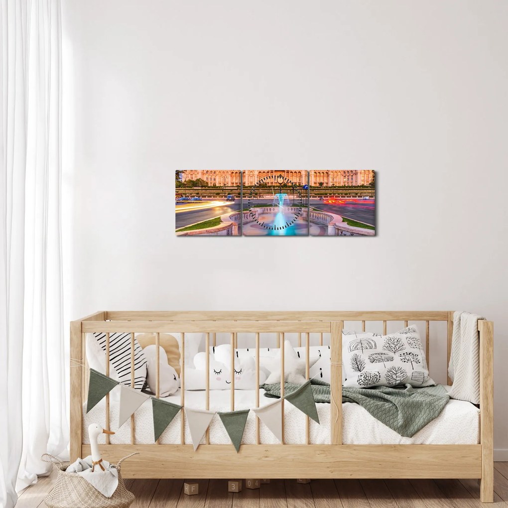 Kép - Bukarest, Románia (órával) (90x30 cm)