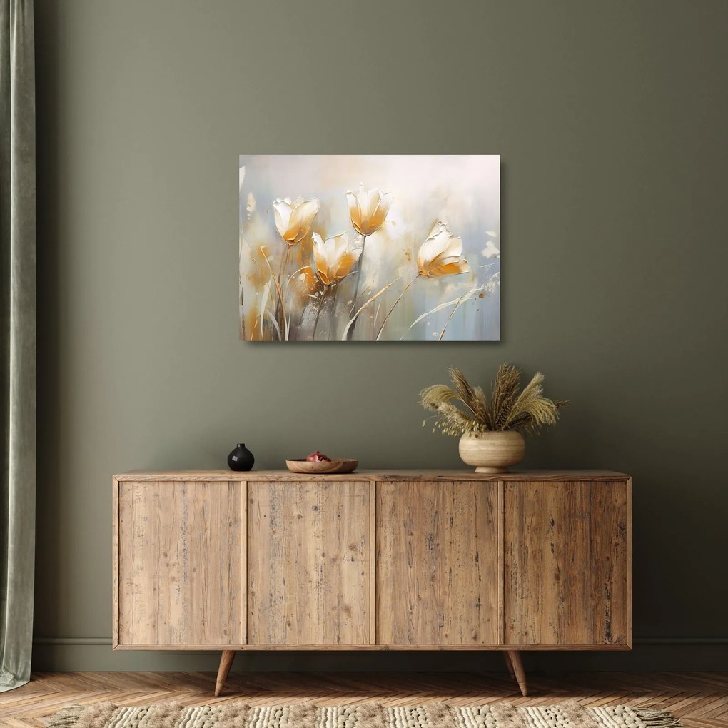 Üveg kép - Tulipánok festése (70x50 cm)
