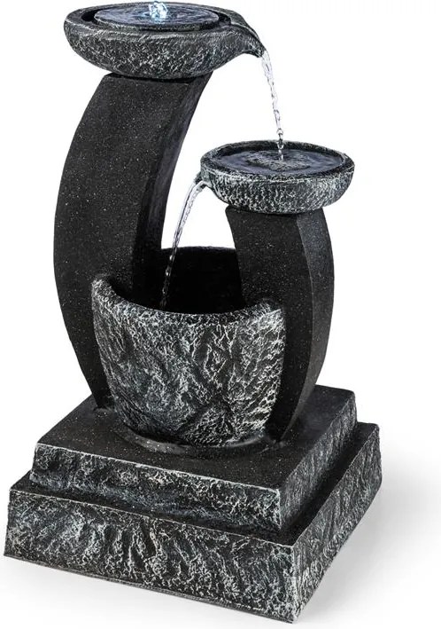 Blumfeldt Fantaghiro, díszszökőkút, kerti szökőkút, 3W, napelemes, LED polireszin, kő hatás