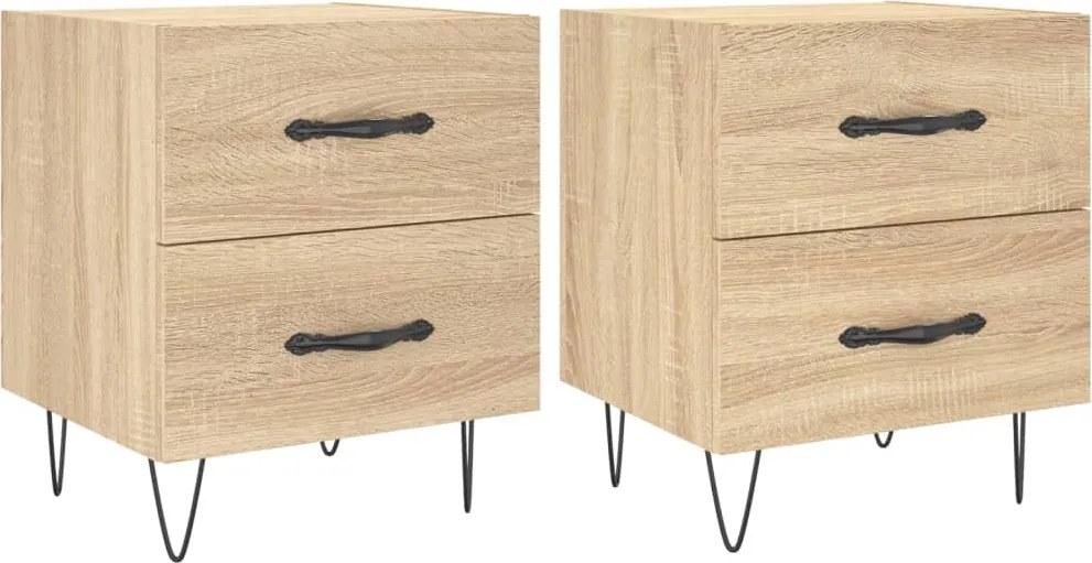vidaXL 2 db sonoma tölgy színű szerelt fa éjjeliszekrény 40x35x47,5 cm