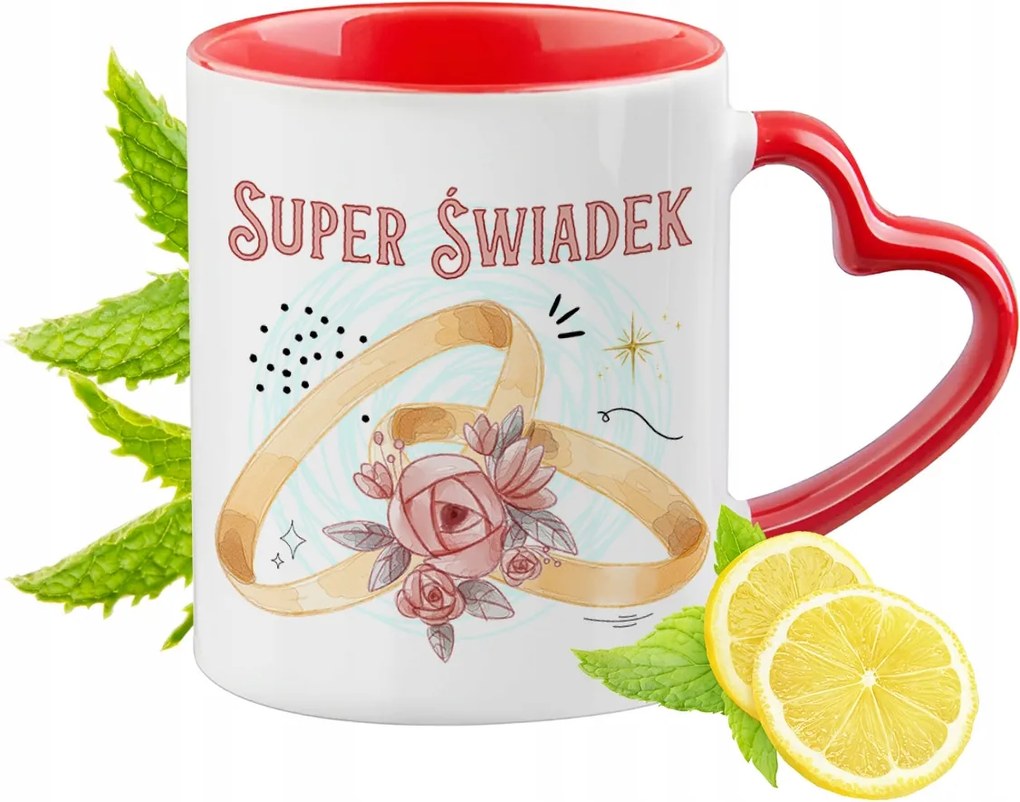 Tanúnak Piros Bögre Szív Alakú Füllel Ajándék