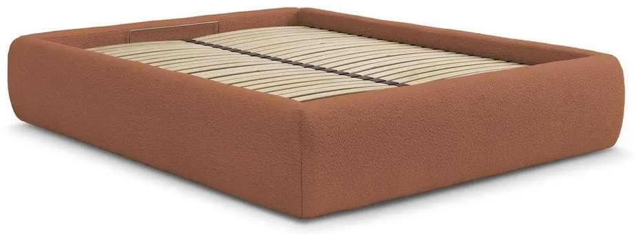 Narancssárga kárpitozott ágyneműtartós franciaágy ágyráccsal, ágytámla nélkül 180x200 cm Inera – Bobochic Paris