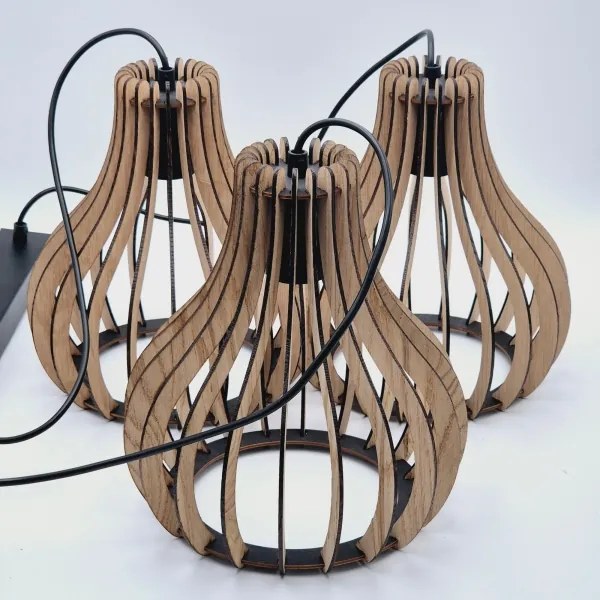 Csillár zsinóron TUCCI 3xE27/15W/230V tölgy/fekete